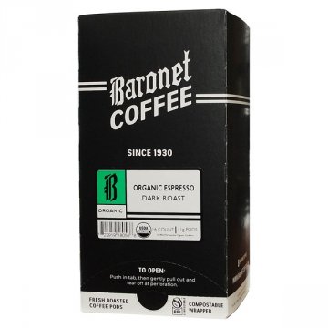 Baronet Compostable Organic Espresso Pods - 16 ct
