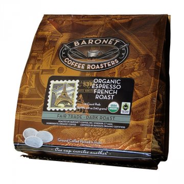 Baronet Organic Espresso French Roast Soft Pods -18ct