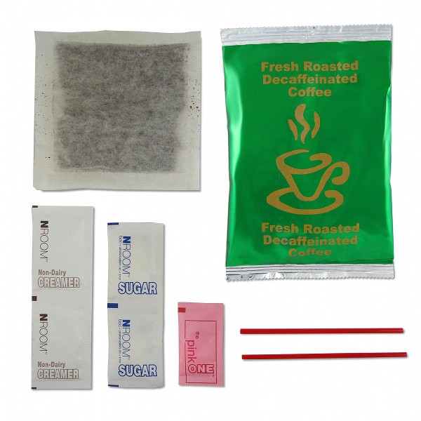 4-Cup All-in-the-bag Coffee -w- Condiments 250ct Decaf -250ct