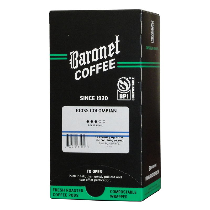 Baronet Compostable Colombian Coffee Pods