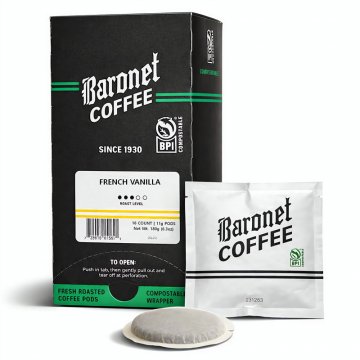 Baronet Compostable French Vanilla 11g Soft Pods - 16 ct