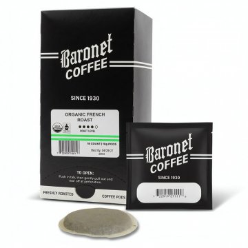 Baronet Fair Trade Organic French Roast 10g Soft Coffee Pods - 18ct
