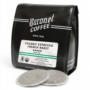 Baronet Organic Espresso French Rst 7.8 Gram Soft Pods -18ct