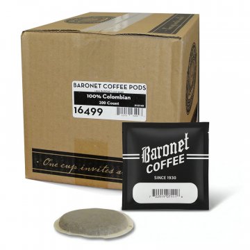 Baronet Colombian Soft Coffee Pods - Hospitality Pack, 200ct, 8 Grams
