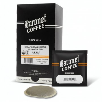 Baronet Decaf Organic Sm Village 10g Soft Coffee Pods - 18ct