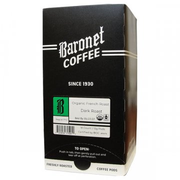 Baronet Fair Trade Organic French Roast Coffee Pods 18ct